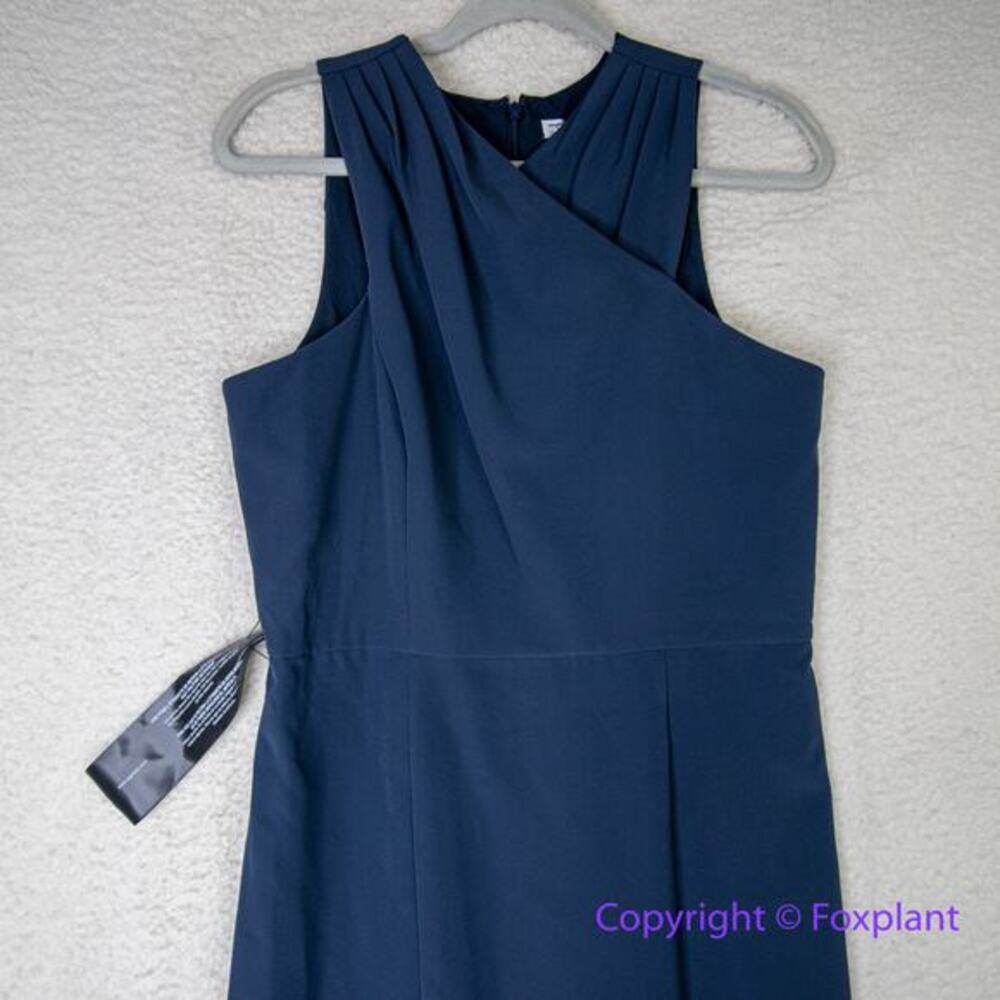 New!‎ Kay Unger Talia Column Gown navy blue, women size 10 - Picture 4 of 16